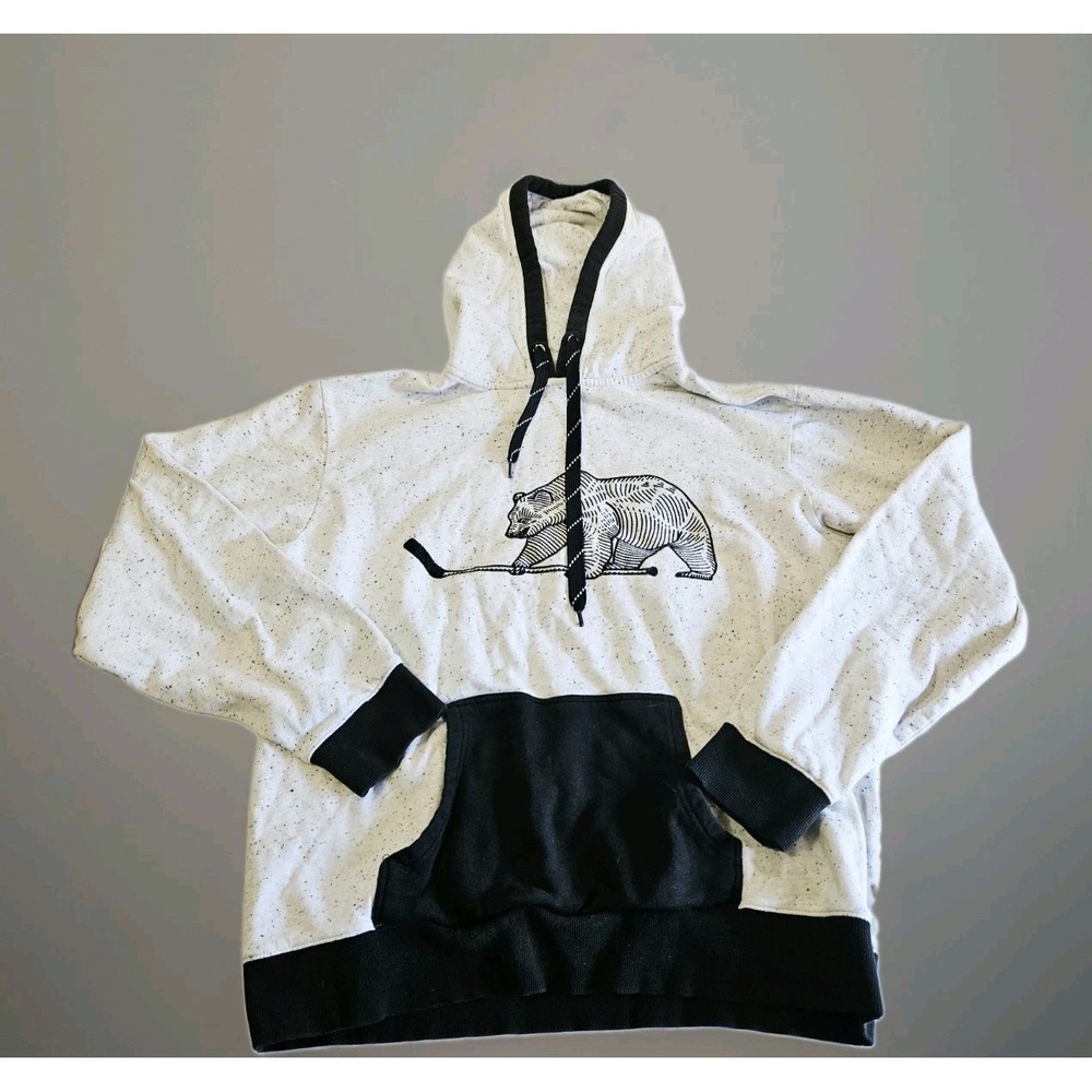Gongshow Hockey Sweatshirt Men's Size XL Black/White Bear Logo‎ Drawstring